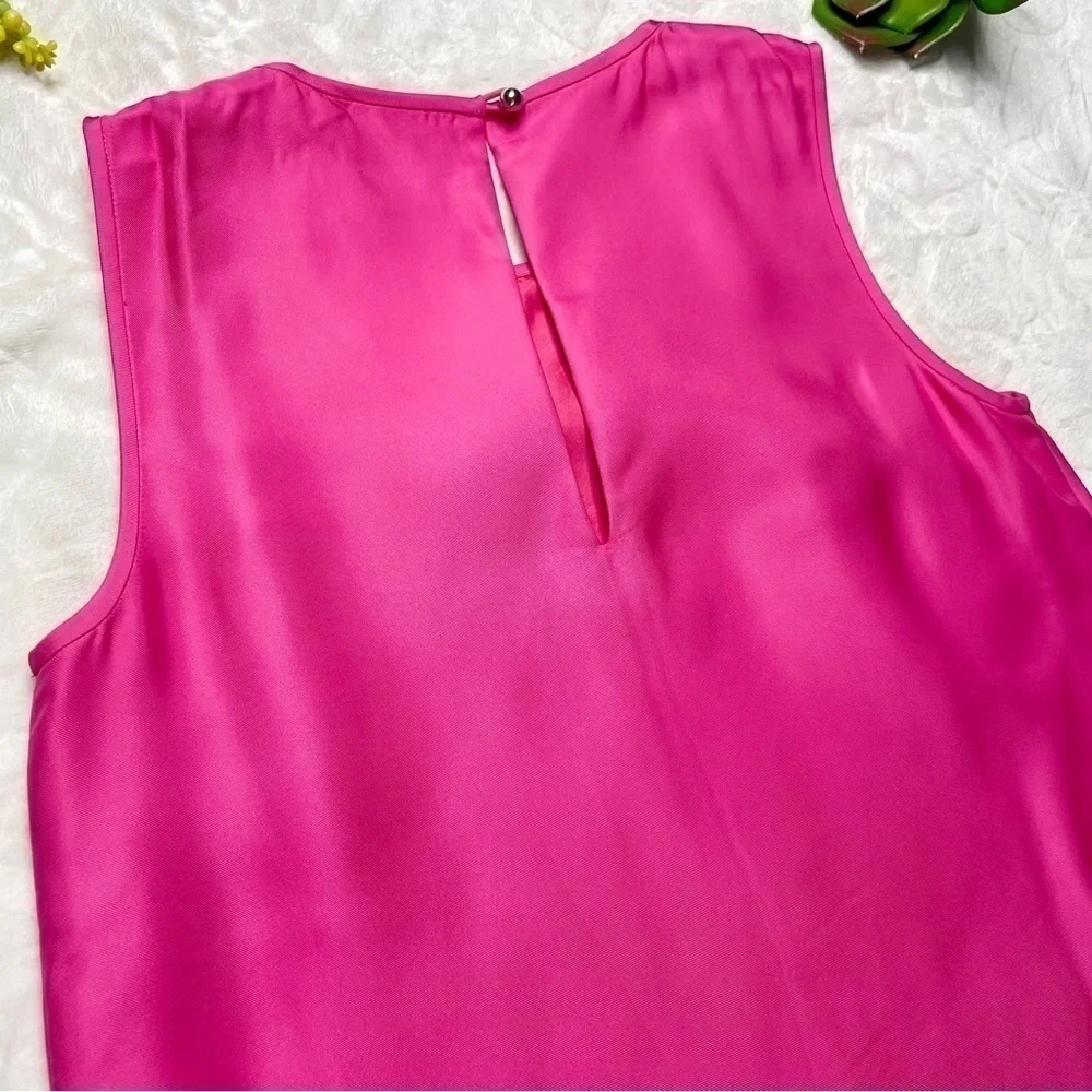 Kate Spade Denni Jewel Embellished Neckline Sleeveless Top in Zinnia Pink Size 2